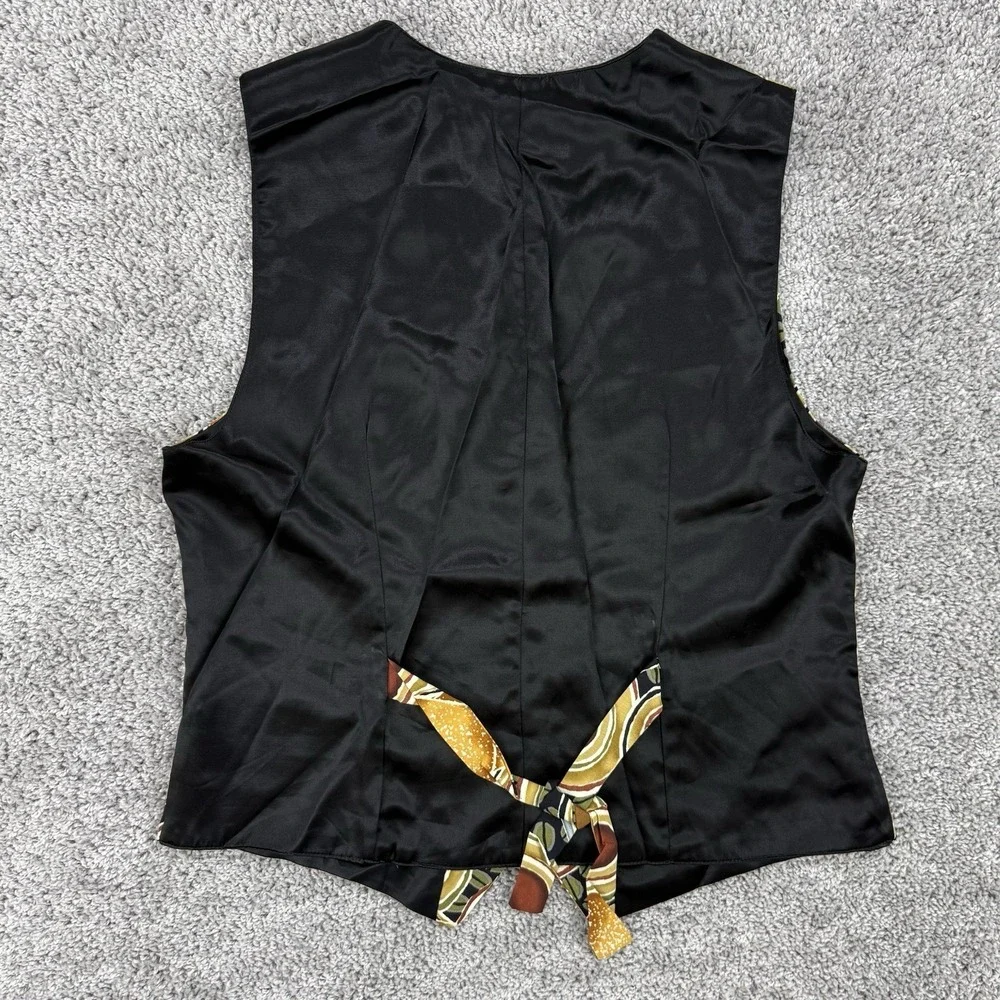 VTG Bayou Wear Vest Men's M Coffee Cup Pastry AOP Waistcoat Made In USA Rayon